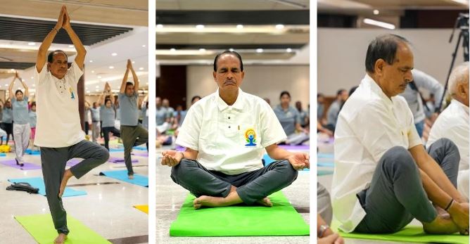 अंतरराष्ट्रीय योग दिवस पर कृषि मंत्री शिवराज सिंह ने किया योगाभ्यास, बोले- योग को बनाएं जीवन का हिस्सा